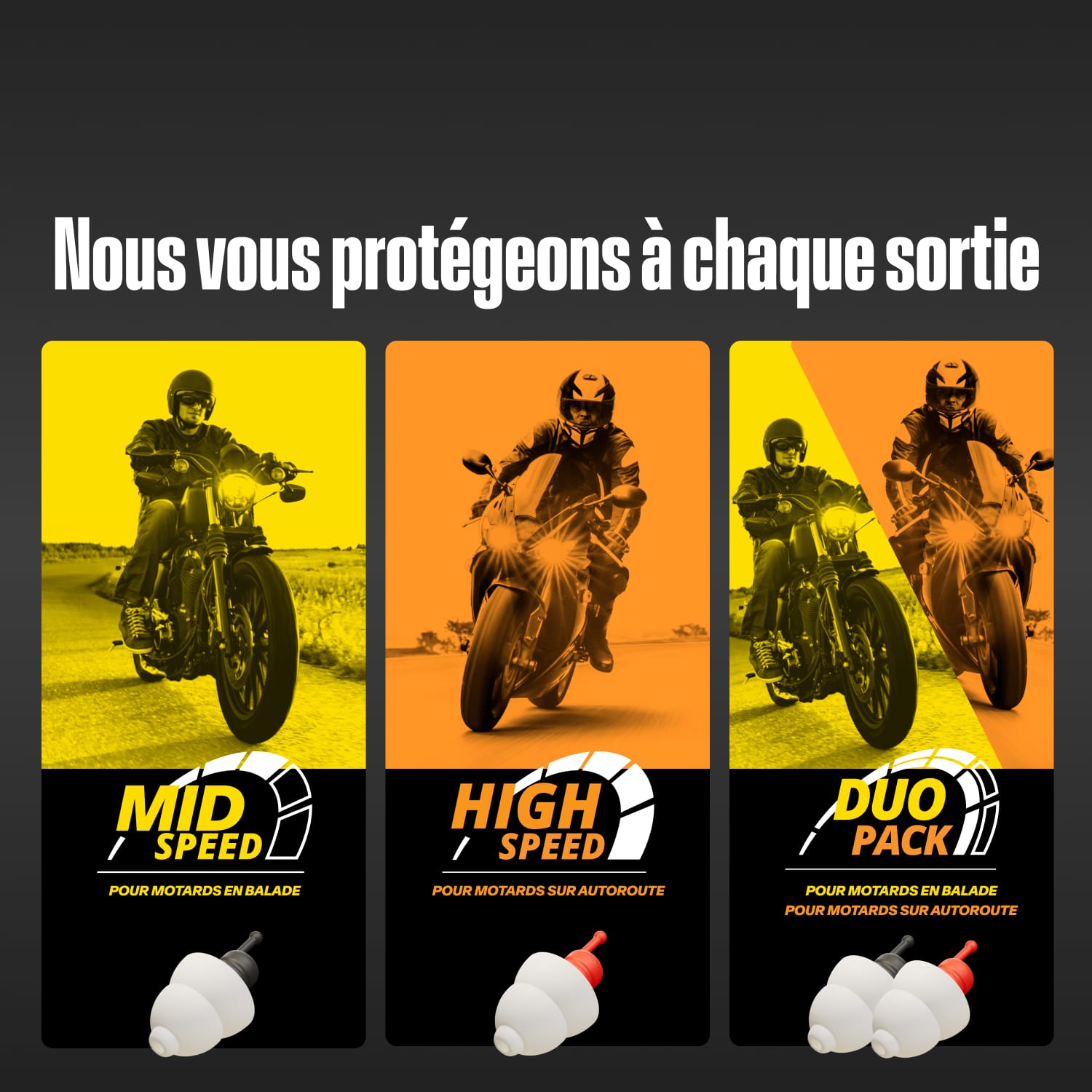 Trois variantes Alpine MotoSafe sous le texte &