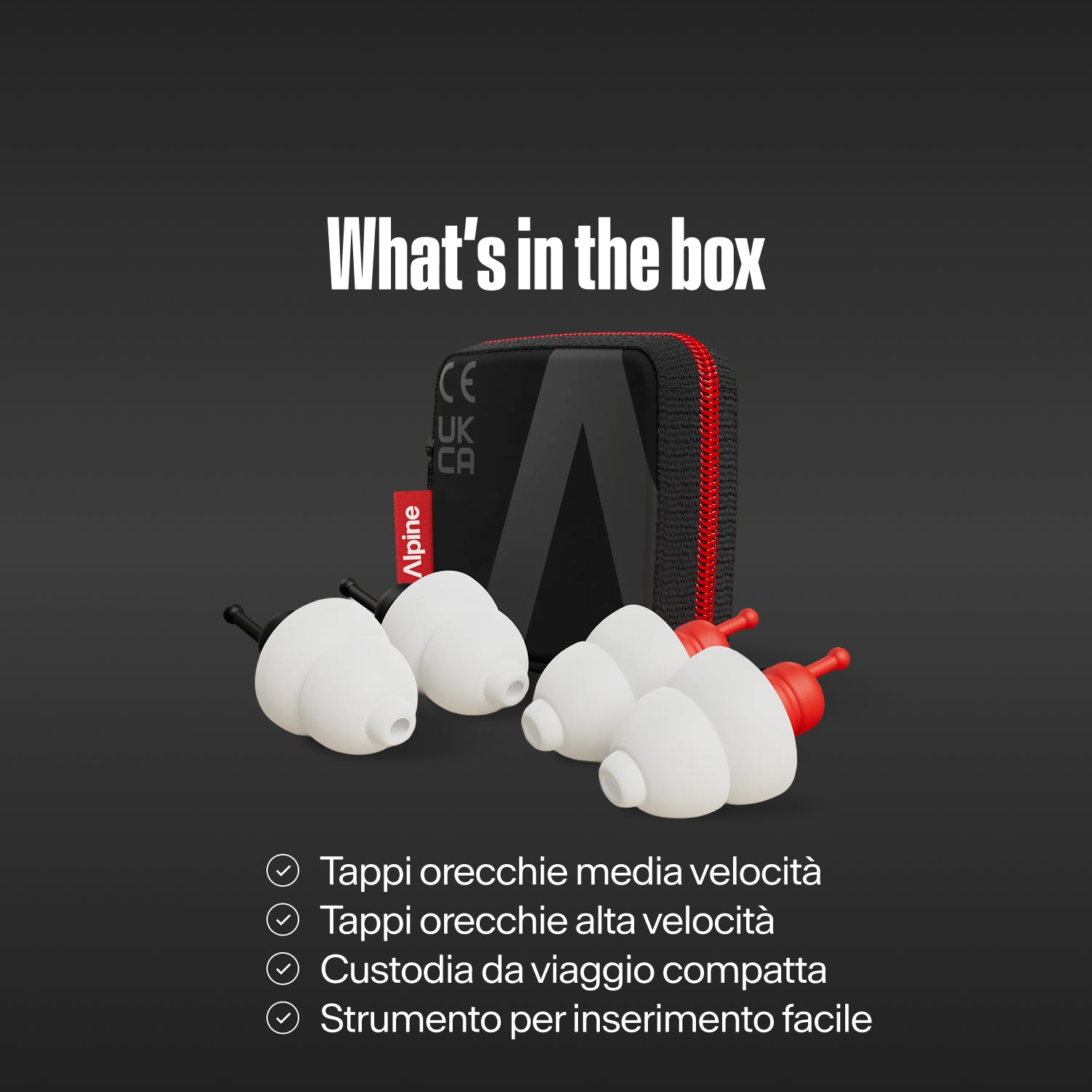 Tappi Alpine MotoSafe Duo e custodia sotto la scritta &