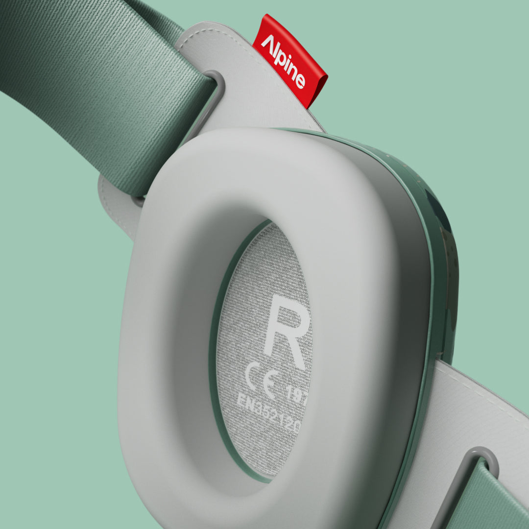 Close-up muffy baby earmuffs with focus on CE certification 