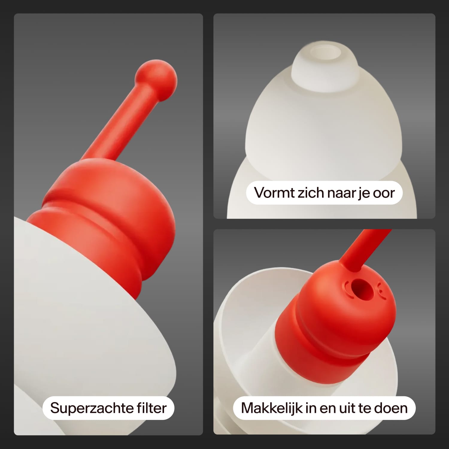 Close-ups van de Alpine MotoSafe Sport oordoppen met de labels &