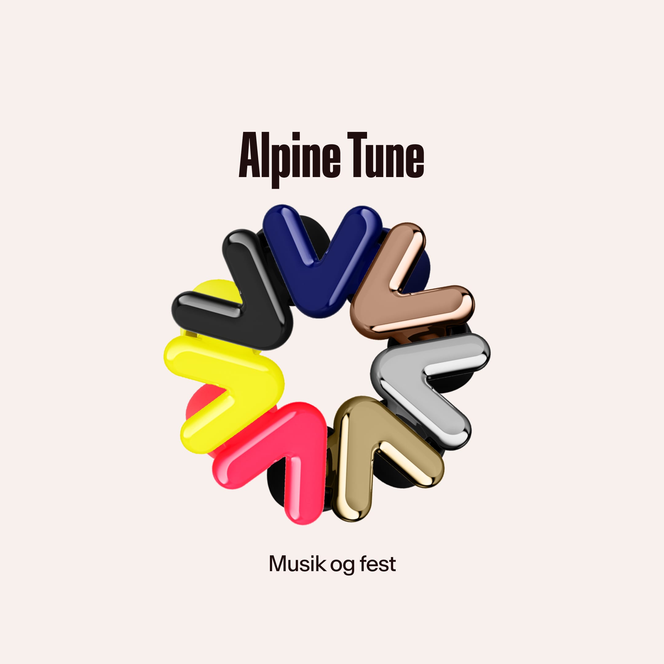 Alpine Tune ørepropper i flere farver arrangeret i en cirkel, med teksten &