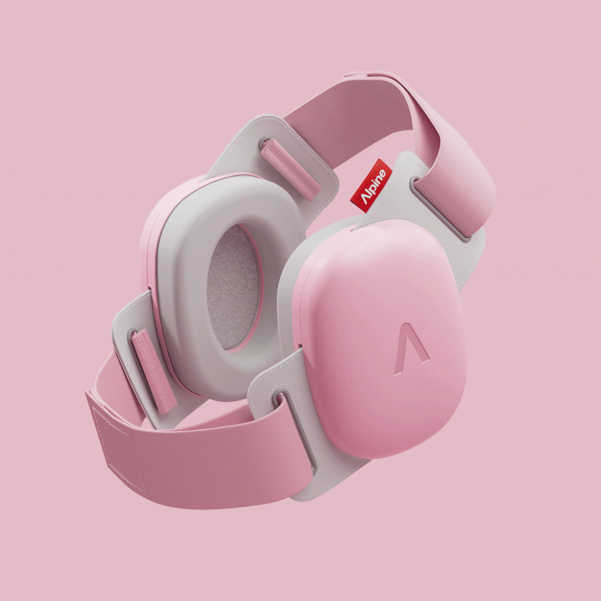 Alpine Muffy Baby in rose-pink, displaying different headband color options 