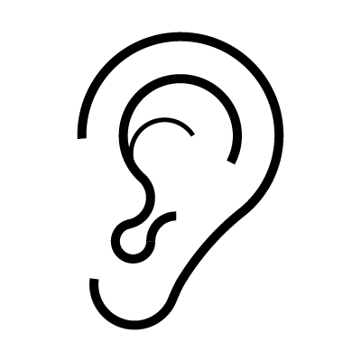 Ear icon representing comfortable fit