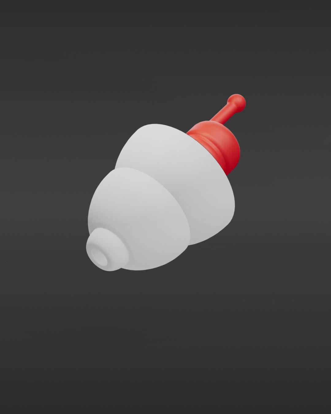Alpine MotoSafe Sport product animation, 3D render of a white earplug with red filter 
