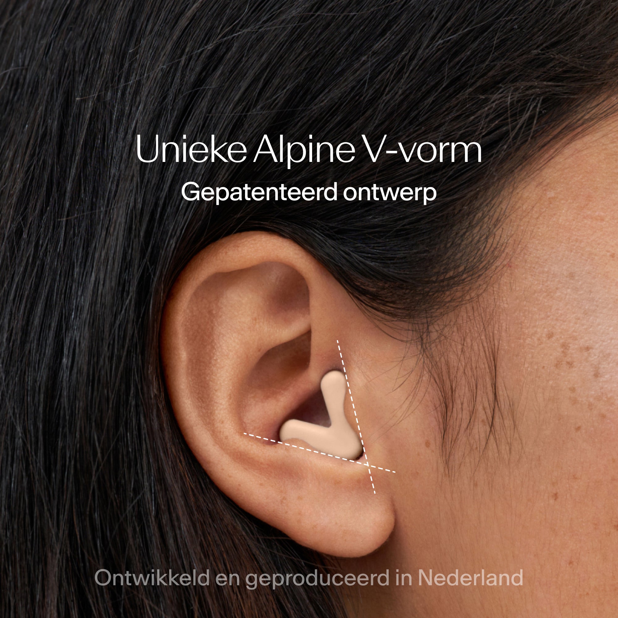 Alpine Silence oordoppen met nauwsluitende pasvorm in oor – beige 